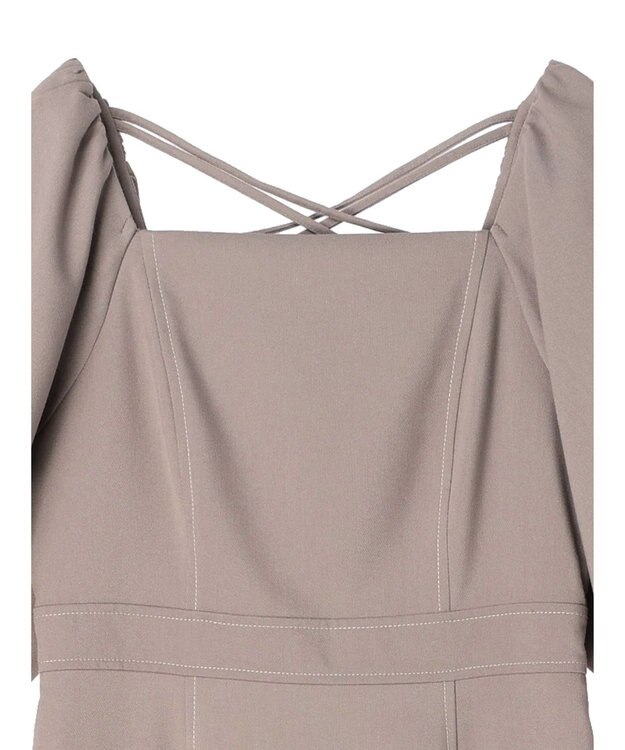 earth music&ecology 配色ステッチパフスリーブワンピース Black