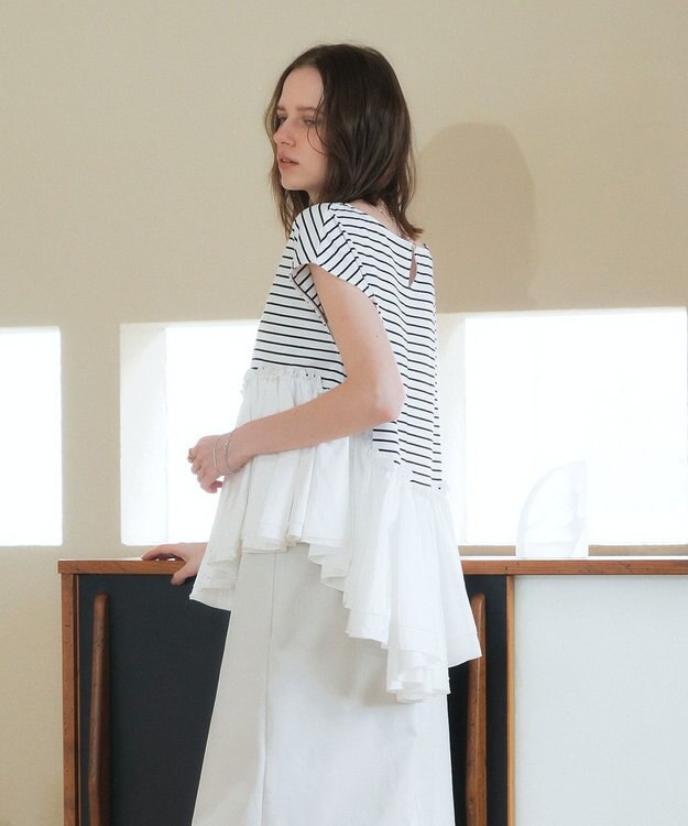 YECCA VECCA アシメペプラムカットソー Border