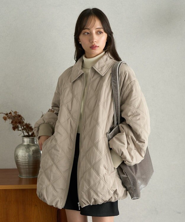 earth music&ecology 【WEB限定】ダブルステッチキルティングコート Beige