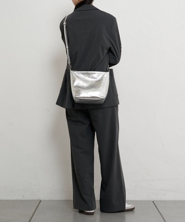 russet ソフトレザーシンプルショルダーバッグ【silver】(CE-1462) Silver