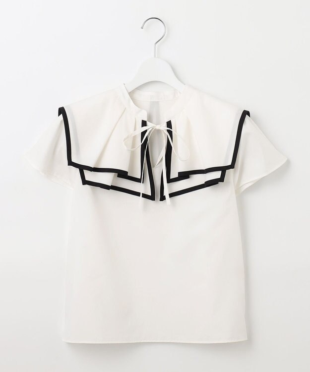 Feroux 【洗える】バイカラー ブラウス ホワイト系1