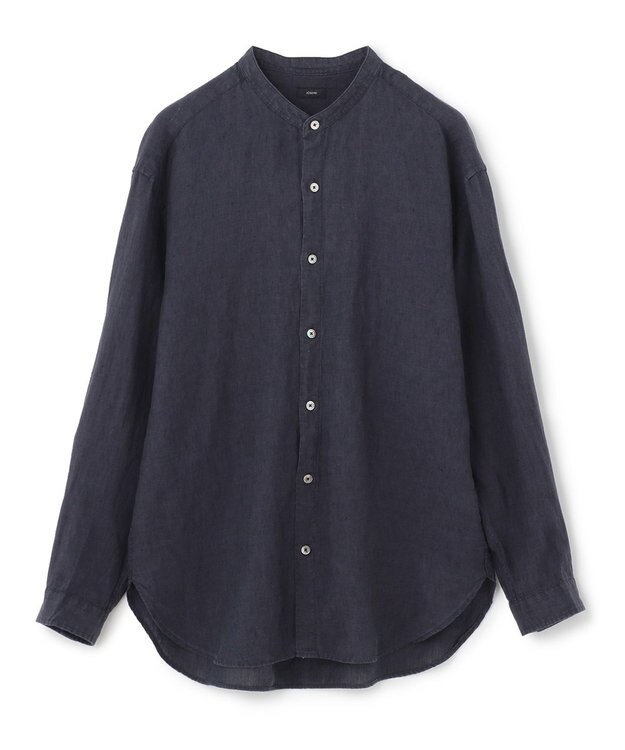 JOSEPH HOMME FRENCH LINEN OX BAND COLLAR SHIRT ネイビー系