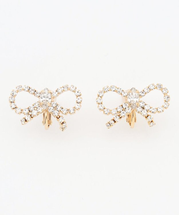 TOCCA GLITTER RIBBON EARRINGS イヤリング ゴールド×クリア系