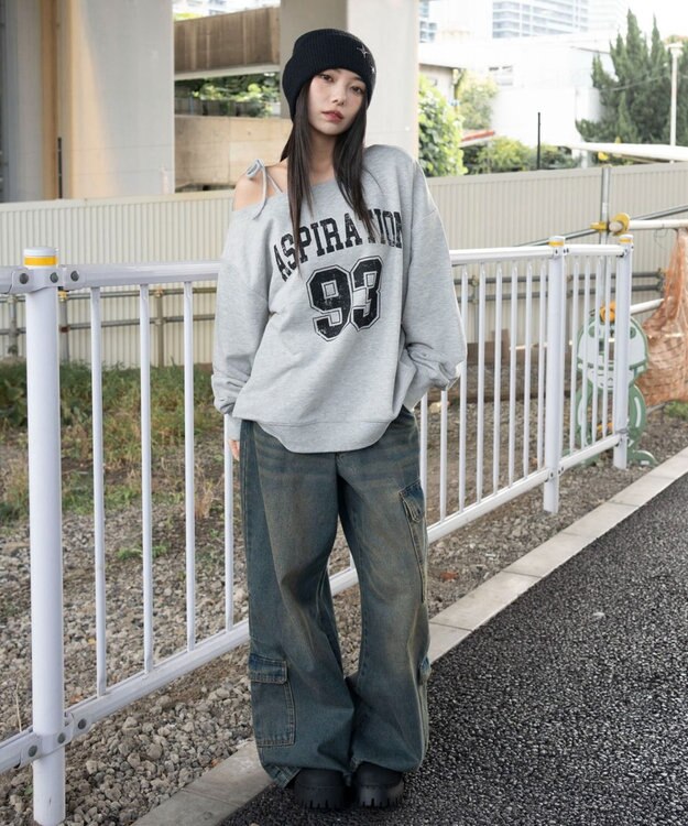 WEGO 【25年秋冬新作】2WAYグラフィックワンショルBIGスウェット 柄7