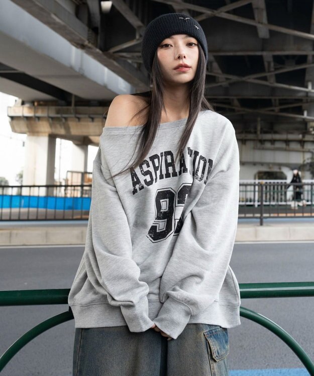 WEGO 【25年秋冬新作】2WAYグラフィックワンショルBIGスウェット 柄7