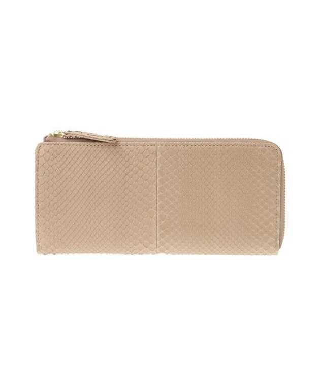 genten グレースパイソン L字ファスナー長財布 ベージュ