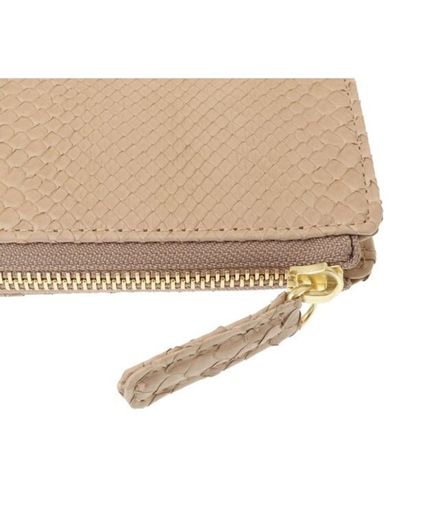 genten グレースパイソン L字ファスナー長財布 ベージュ