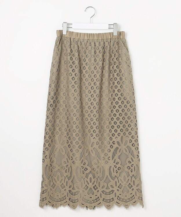 自由区 【SHIHOさん着用・こだわり素材】パネルレース スカート カーキ