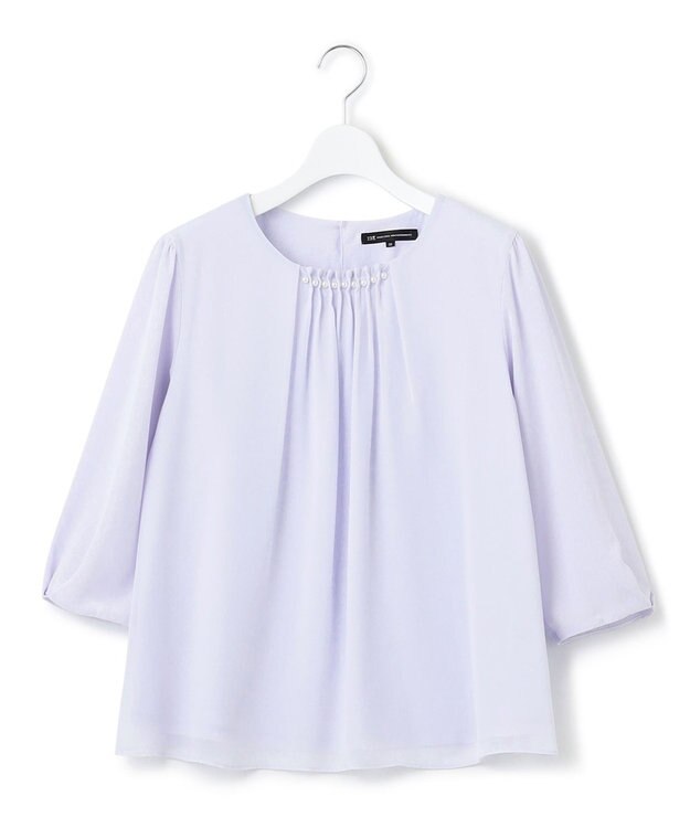 23区 【洗える】エアリーコンビジャージー パールモチーフ カットソー ライラック系