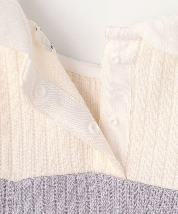 組曲 KIDS 【90-100㎝】バイカラーニットソー ワンピース ライトグレー系