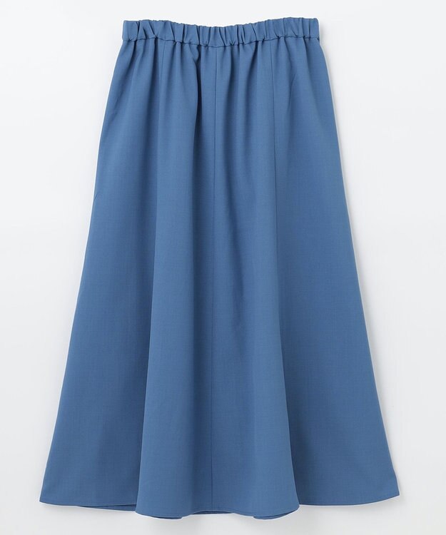 ANY リネンライクオックス フレアスカート ブルー