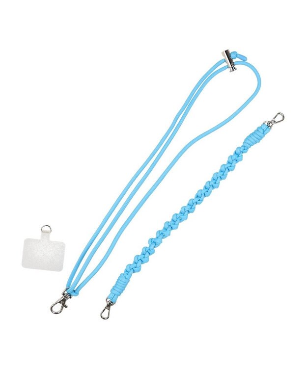 UNBILLION ペルケ perche / 蛍光レザーストラップ付き・チャームポーチショルダー サックスブルー