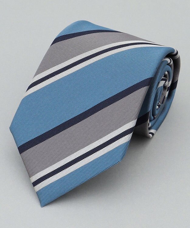 GOTAIRIKU 日本縫製/オリジナル柄【Fermo Fossati】ネクタイ_レジメンタル ターコイズブルー系1