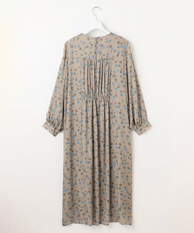 自由区 L マルチポルカドットプリント ワンピース モカベース