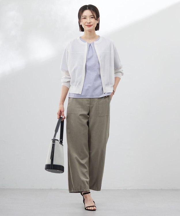 J.PRESS LADIES 【洗える】SHEER LIGHT ニット ブルゾン ライトグレー系