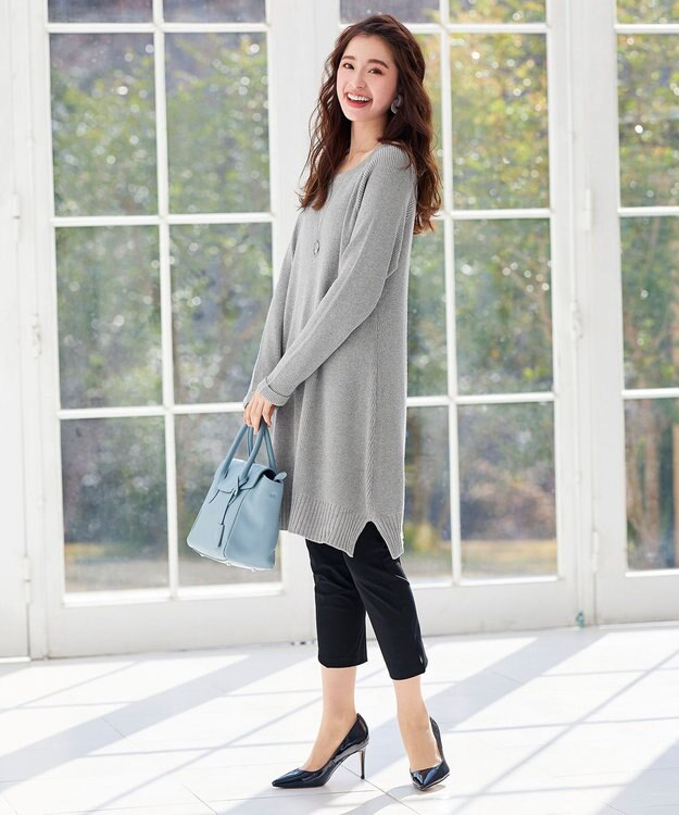 Tiaclasse L 【洗える】リラックス感のあるラグランスリーブニット グレー