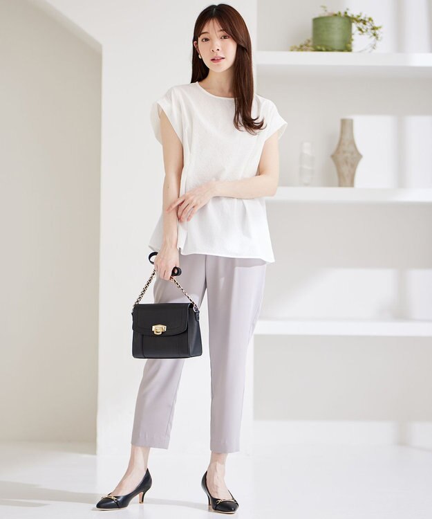 ANY SIS L 【洗える】カラミタンブラータック ブラウス オフ