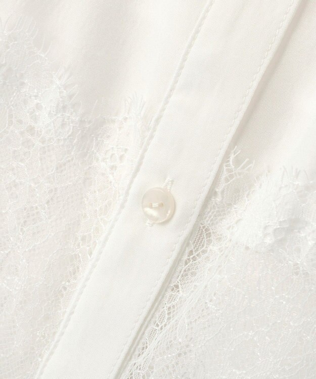 Green Parks レース切替５分袖シャツ White