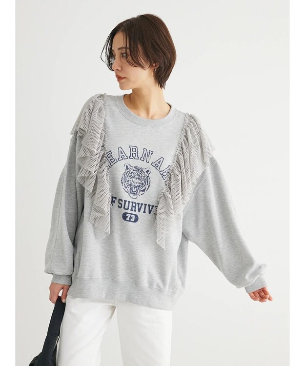 Green Parks ・ＳＵＧＡＲ　ＳＰＯＯＮ　タイガーｐｔラッフルスウェット Gray Mixture