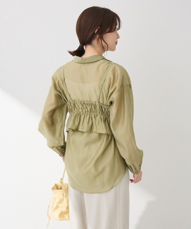 Green Parks ＳＥＴ２点フリルビスチェ＋シャツチュニック Light Green