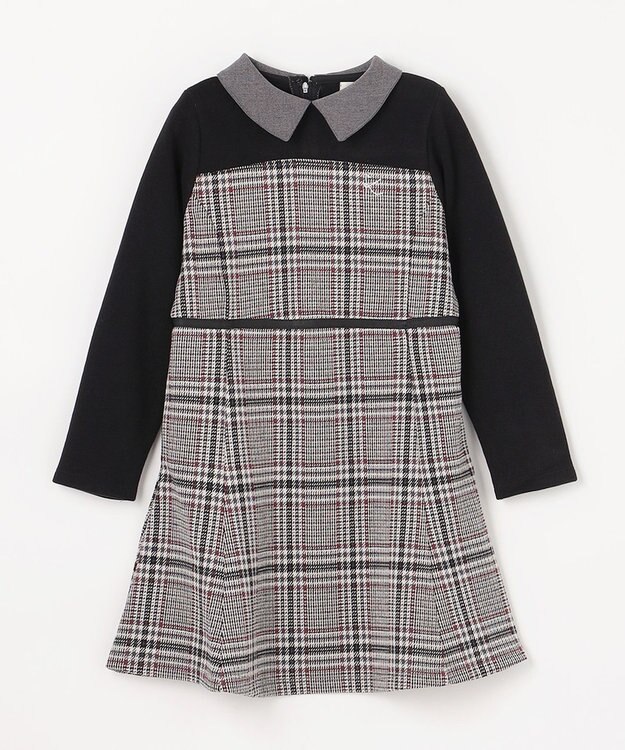 組曲 KIDS 【110-140㎝】レディチェック ワンピース モノトーン