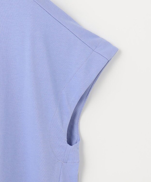 組曲 【汗ジミ防止・撥水】GIZAプレーティング天竺フレンチスリーブ カットソー スカイブルー系