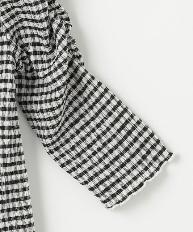 ANY KIDS シアー ギンガム 七分袖 Tシャツ ブラック