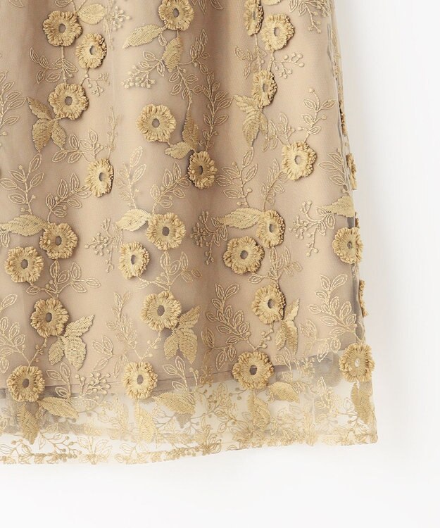 自由区 【洗える】フローティングエンブロイダリー スカート ベージュ