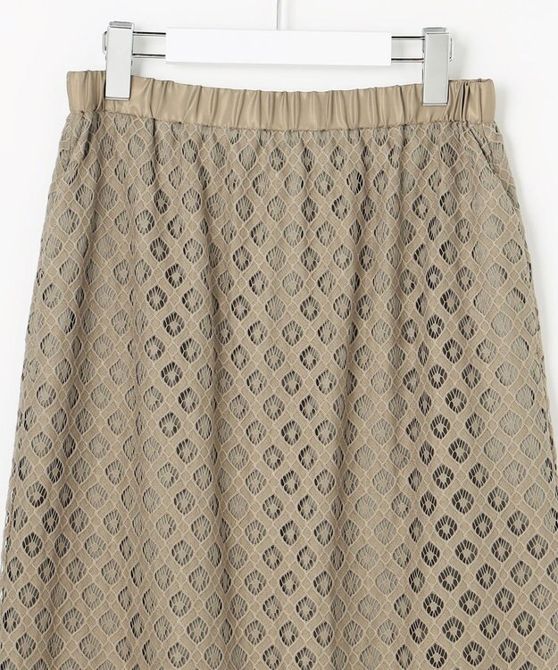 自由区 【SHIHOさん着用・こだわり素材】パネルレース スカート カーキ