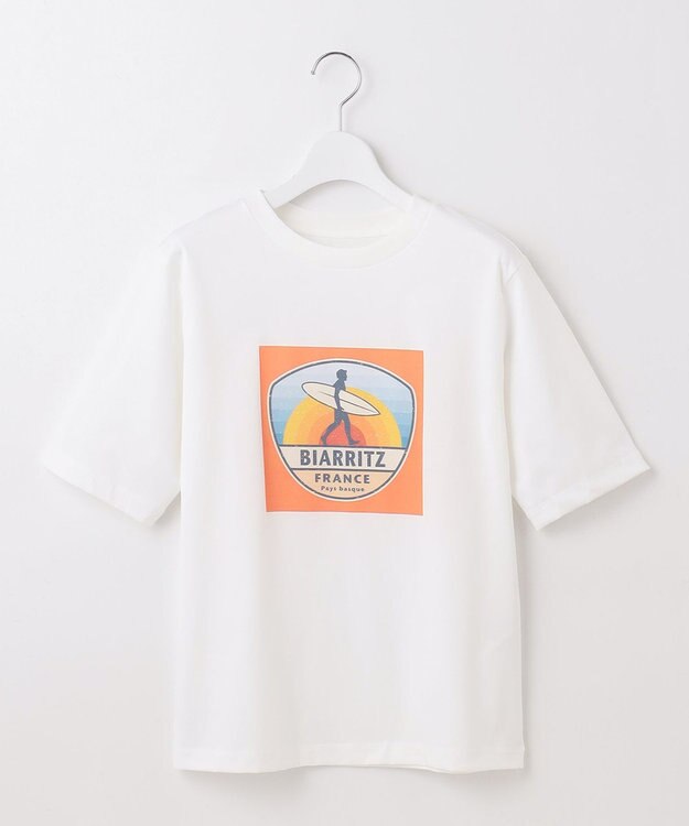 自由区 S 【洗える】VINTAGE PHOTO Tシャツ オフ×オレンジ系