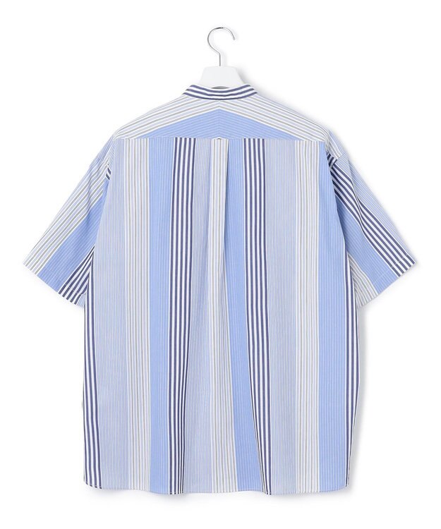 J.PRESS YORK STREET 【UNISEX】マルチストライプバンドカラー シャツ サックスブルー系7