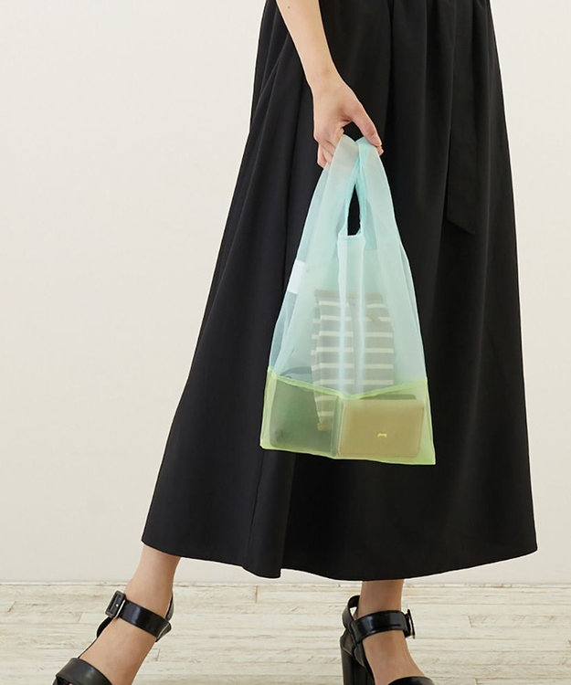 ROOTOTE 0376【直営店限定商品：オーガンジーエコバッグ】/ EU.RSルーショッパー.MID.SUK-A 03：ミント/イエロー