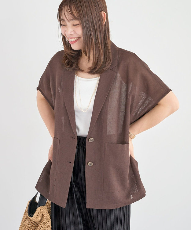 Green Parks メッシュポンチョジャケット Brown