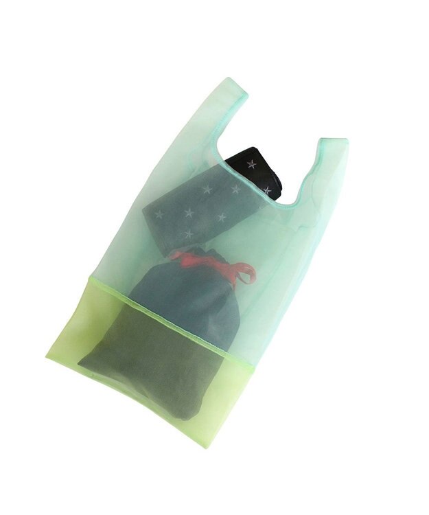 ROOTOTE 0376【直営店限定商品：オーガンジーエコバッグ】/ EU.RSルーショッパー.MID.SUK-A 03：ミント/イエロー