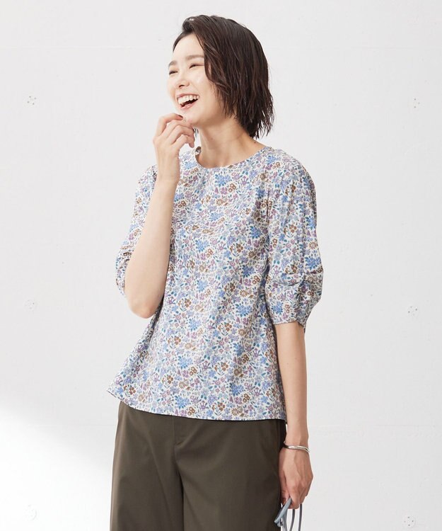 J.PRESS LADIES L 【洗える】LIBERTY ギャザースリーブ 5分袖 ブラウス ふじ色系5