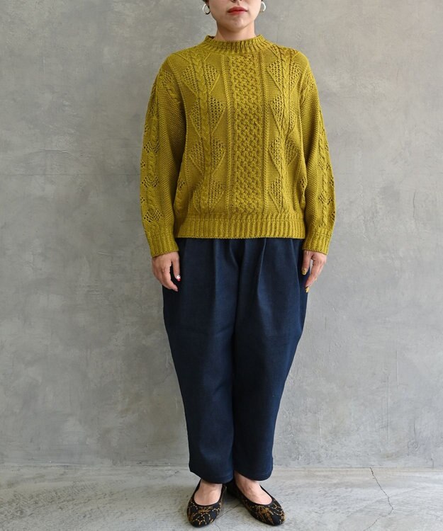 muuc 〈オーガニックコットン〉〈高品質スーピマ超長綿〉ローゲージニット アラン模様セーター GYEL　イエローその他