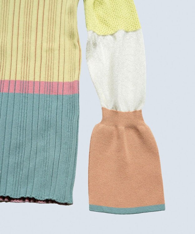 COQ CACTUS カラーブロックリブニット イエロー