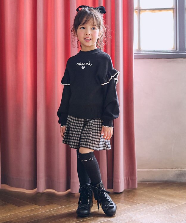 ANY KIDS ネコ ニーハイソックス ブラック