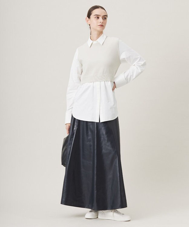 ICB L 【2WAY・洗える】シャツクロスコンビニットプルオーバー トープ系