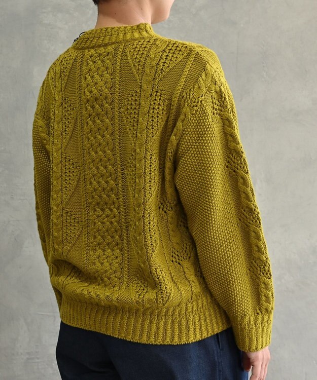 muuc 〈オーガニックコットン〉〈高品質スーピマ超長綿〉ローゲージニット アラン模様セーター GYEL　イエローその他