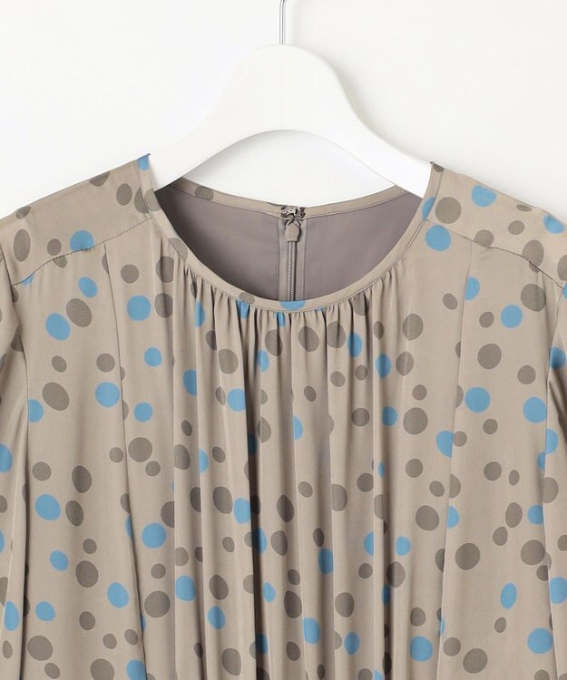 自由区 L マルチポルカドットプリント ワンピース モカベース