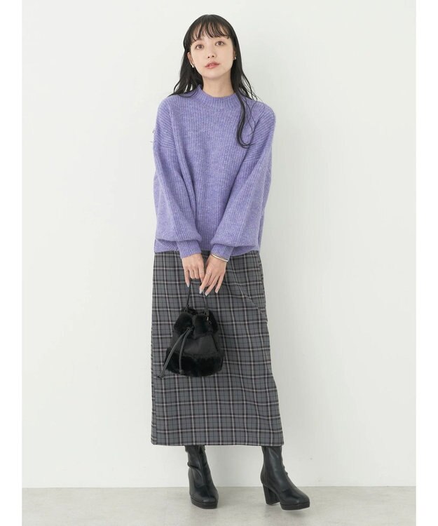 earth music&ecology チェックナロースカート Check Gray