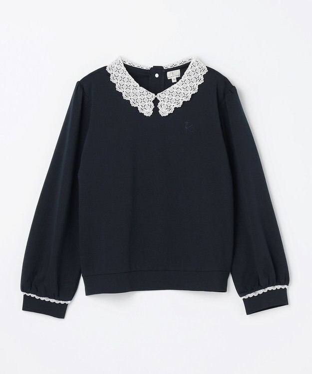 組曲 KIDS 【150-160㎝】レースカラー トレーナー ネイビー