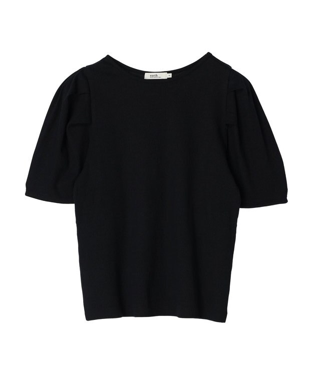 earth music&ecology パワーショルダーリブプルオーバー Black