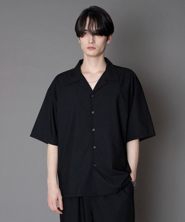 WEGO 【ユニセックス着用ITEM/SMLサイズ展開】 TRオープンカラーシャツ（SS） ブラック