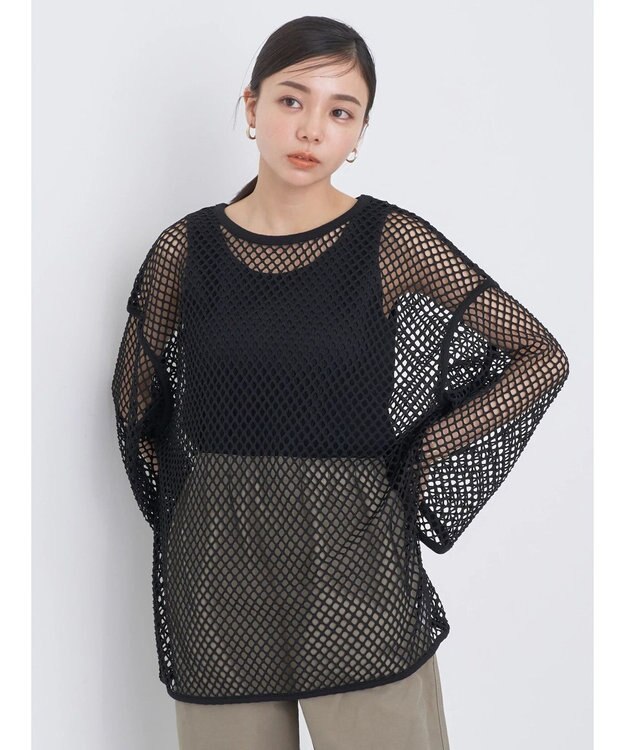 earth music&ecology メッシュチュニック Black