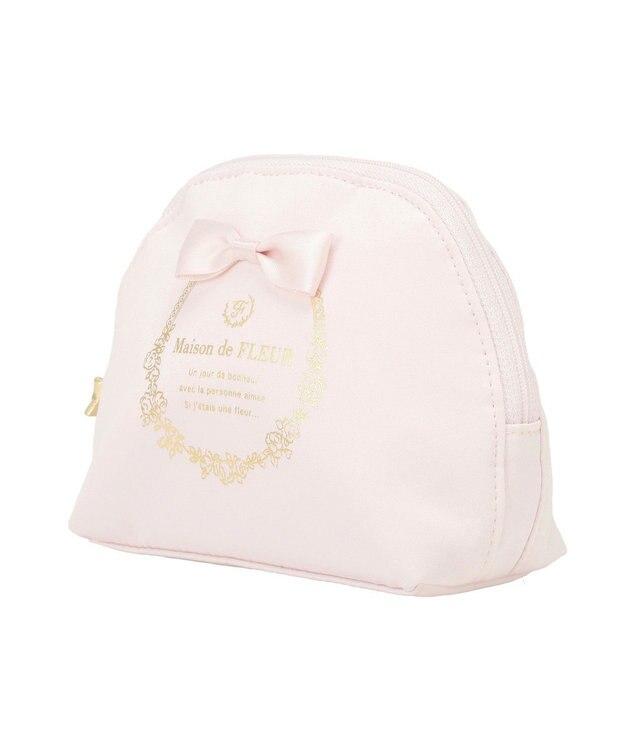 Maison de FLEUR サテンリボンラウンドポーチ Pink