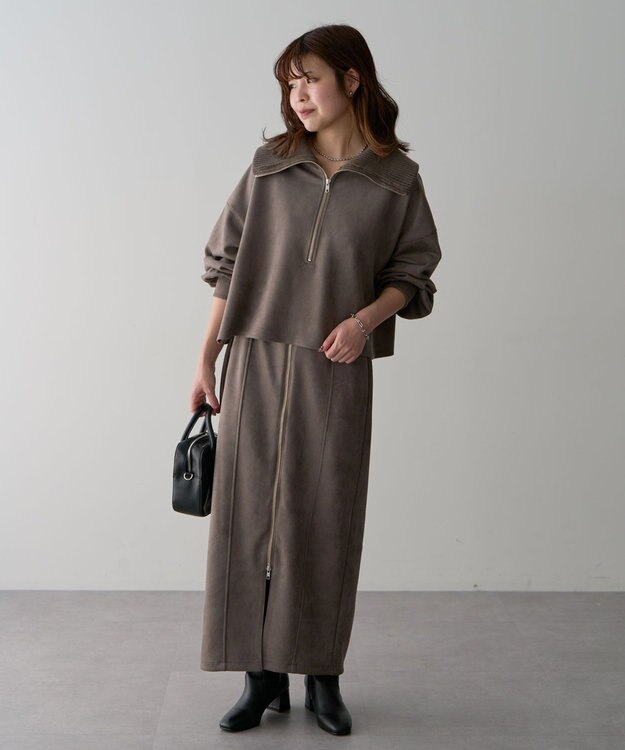 Green Parks ・ＥＬＥＮＣＡＲＥ　ＤＵＥ　スエードポンチハーフＺＩＰ Gray Beige