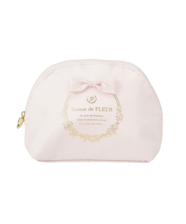 Maison de FLEUR サテンリボンラウンドポーチ Pink
