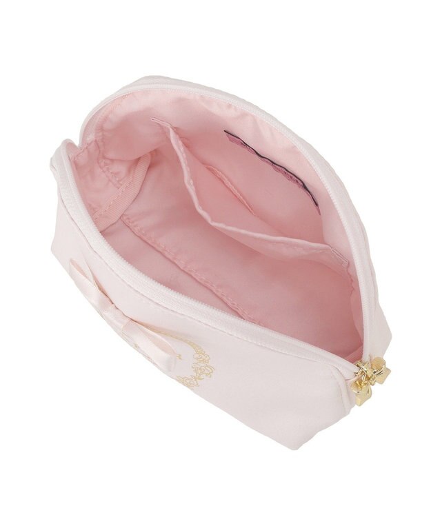 Maison de FLEUR サテンリボンラウンドポーチ Pink
